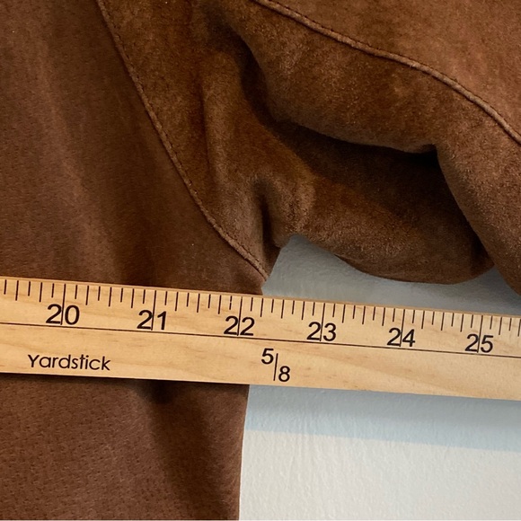 Vintage Talbots Men's Rich Brown Suede Leather Bomber Jacket EUC L Aviator Moto - Picture 7 of 14